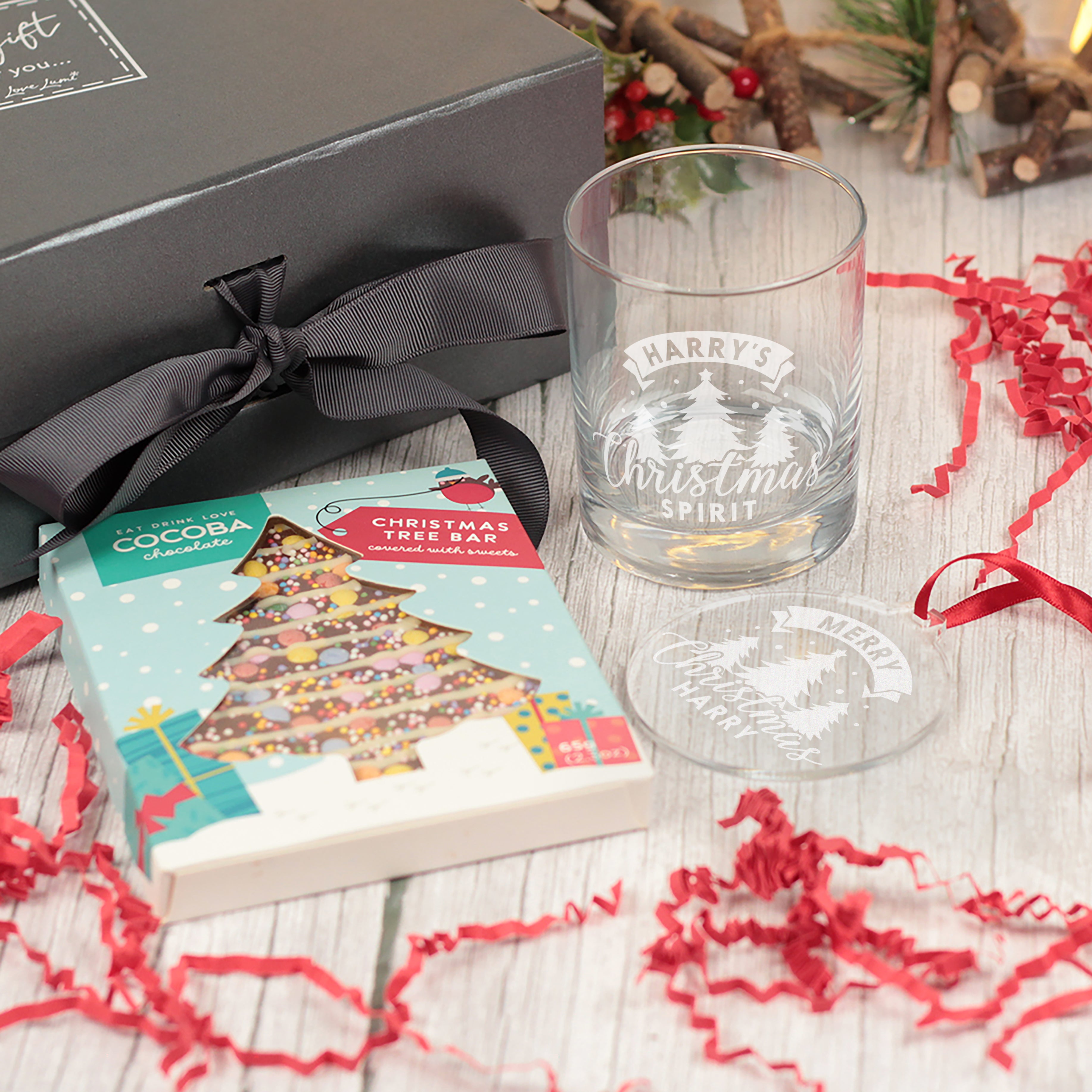 Christmas Spirit Tumbler Glass with Gift Boxed Set