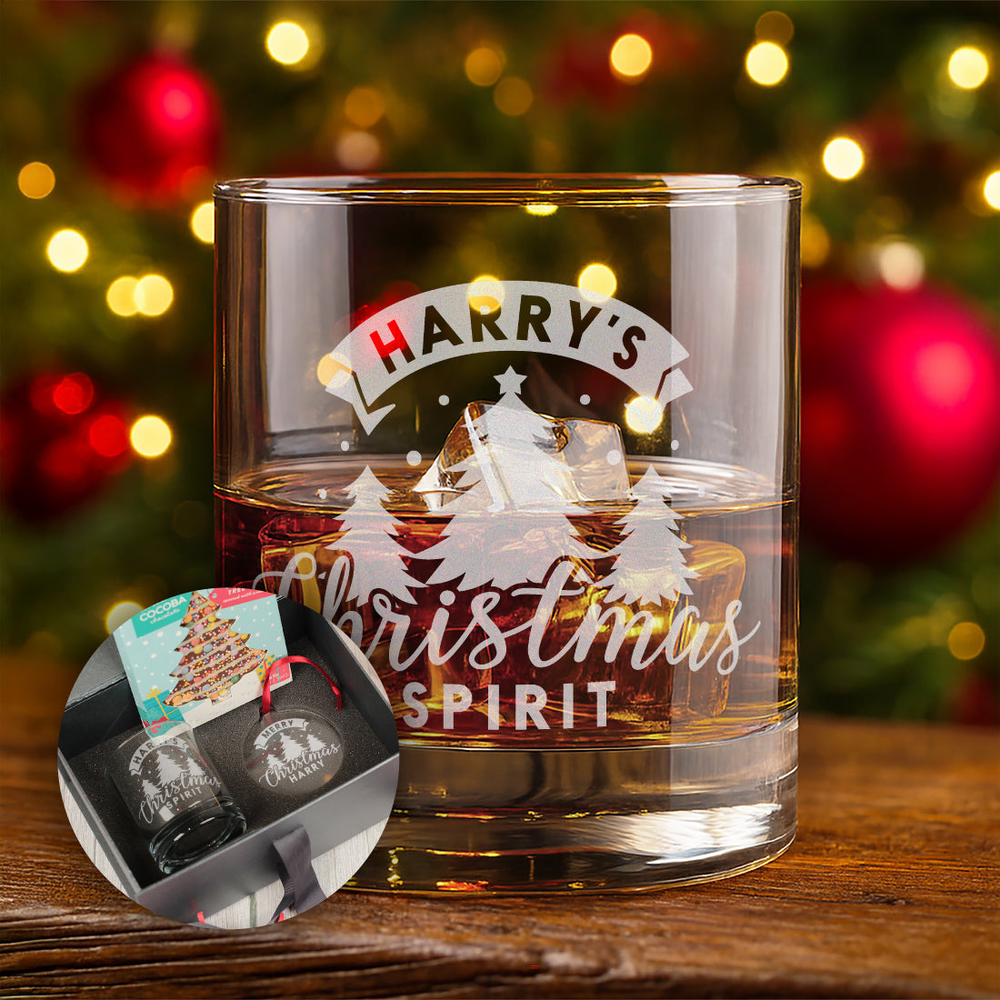 Christmas Spirit Tumbler Glass with Gift Boxed Set