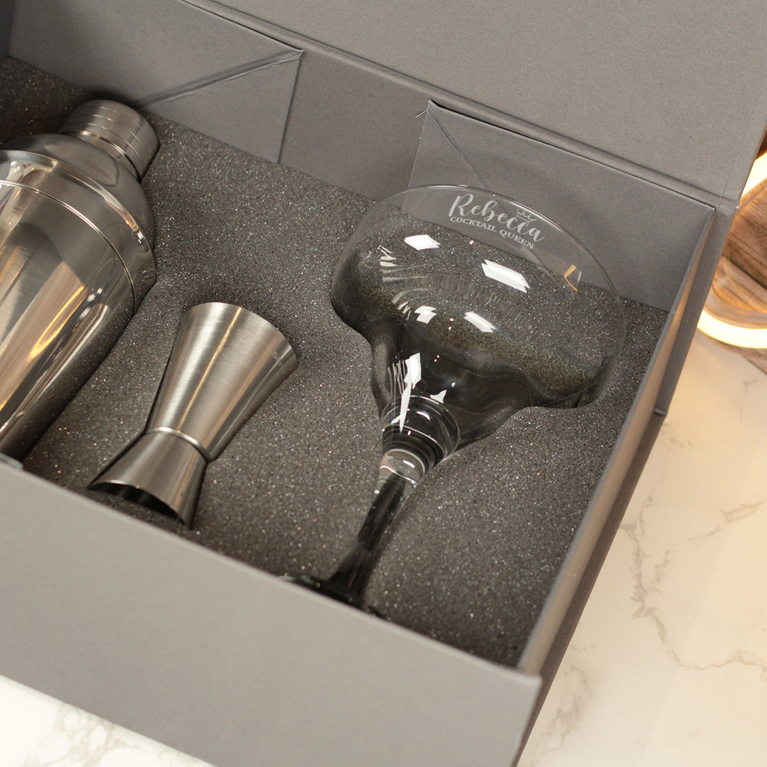 Cocktail Queen or Master Glass Gift Boxed Set