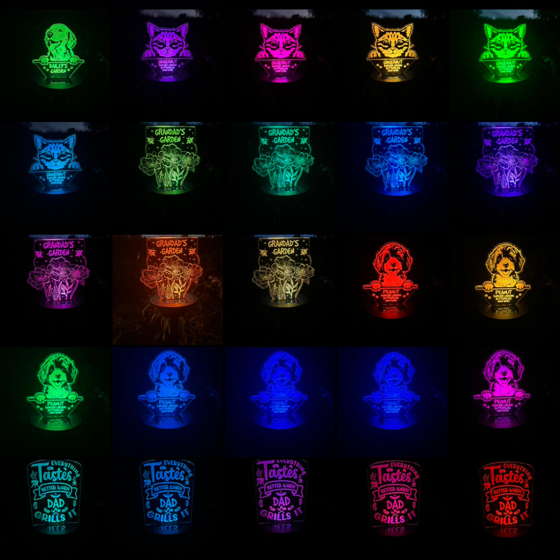 BBQ Grill Sign Colour Changing Garden Solar Light