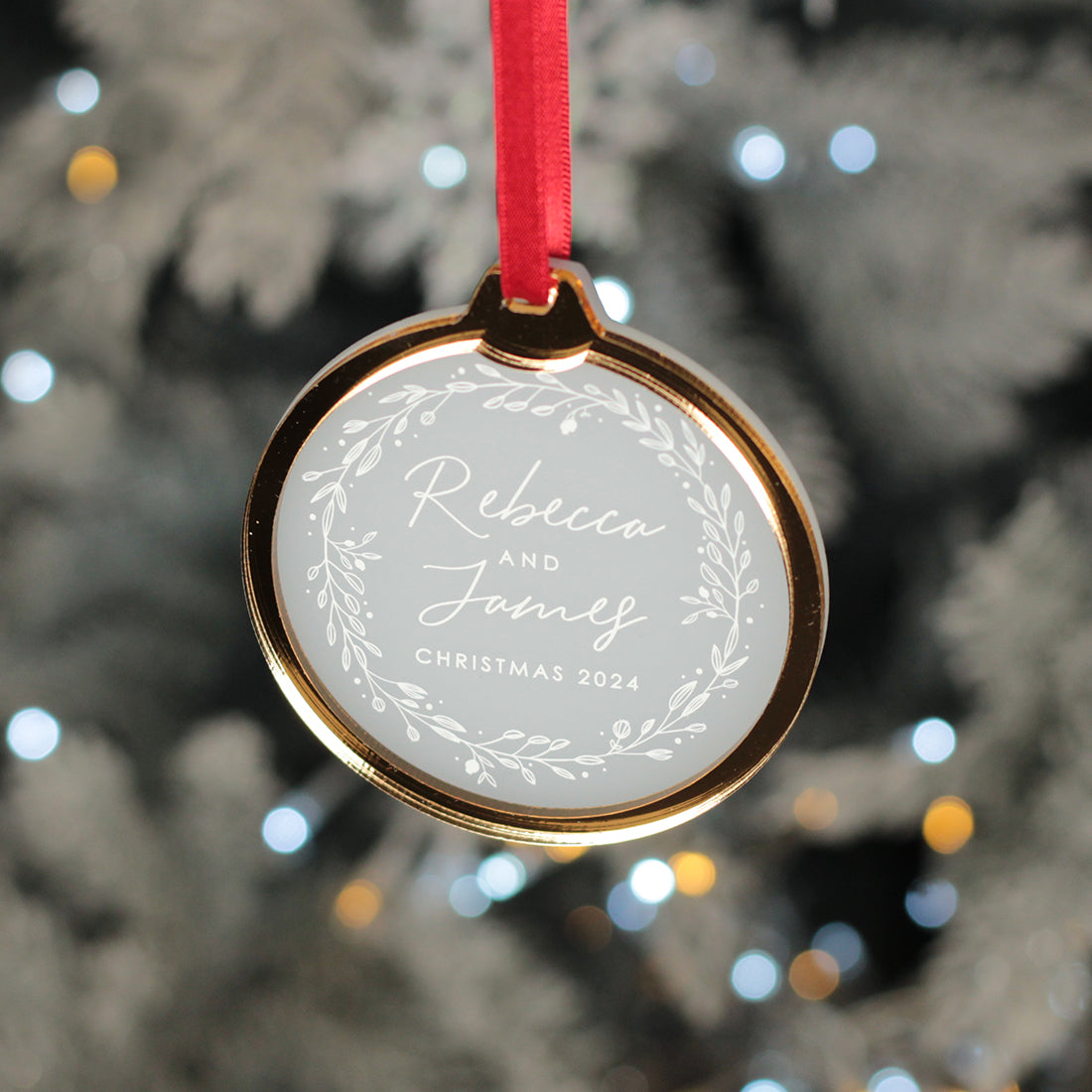 Couple's Christmas Wreath 3D Frost and Mirror Acrylic Decoration-Love Lumi Ltd