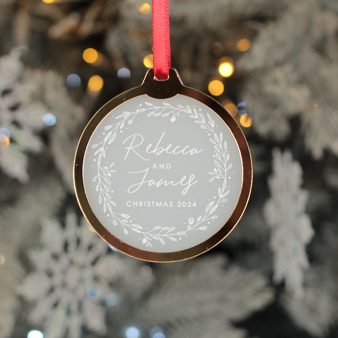 Couple's Christmas Wreath 3D Frost and Mirror Acrylic Decoration-Love Lumi Ltd