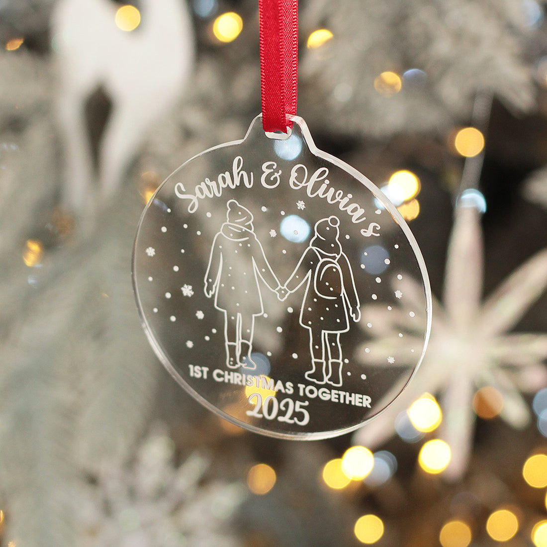Our 1st Christmas as a Couple Pair of Champagne Flutes and Keepsake Bauble