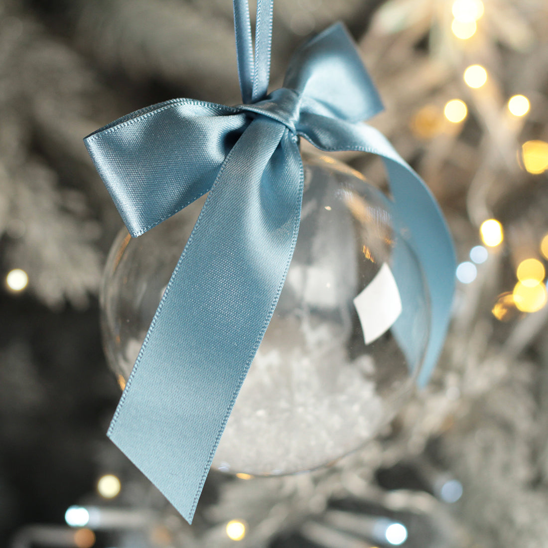 Round Glass Couple's Christmas Snow Filled Bauble Decoration