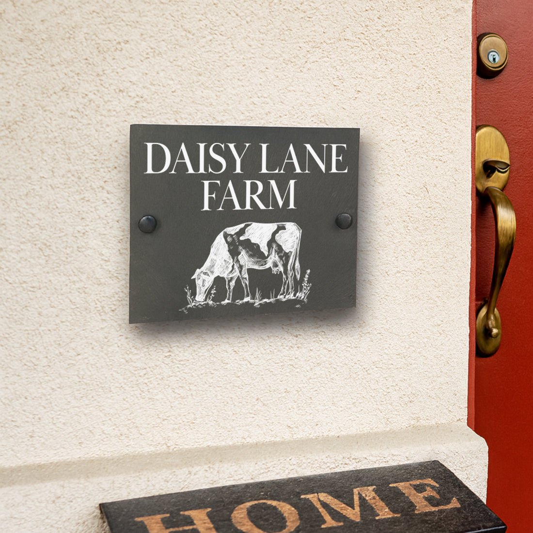 Dairy Farm Cow Slate House Number or Name Wall Mounted Sign