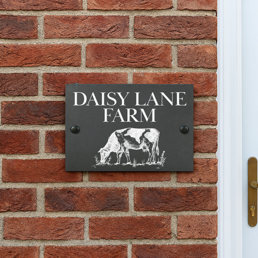 Dairy Farm Cow Slate House Number or Name Wall Mounted Sign