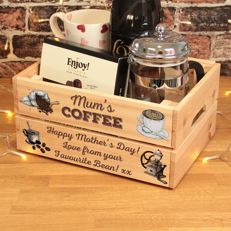 Personalised Coffee Lover Mother's Day Treat Hamper Gift Crate