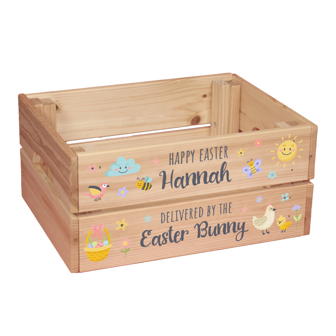 Personalised Springtime Easter Bunny Egg Hunt Treat Gift Crate-Love Lumi Ltd
