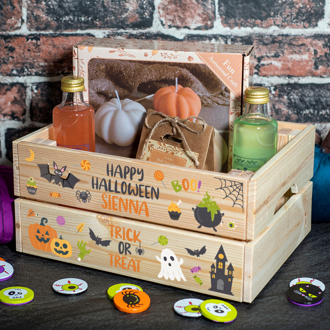 Halloween Colourful Elements Trick or Treat Hamper Gift Crate-Love Lumi Ltd