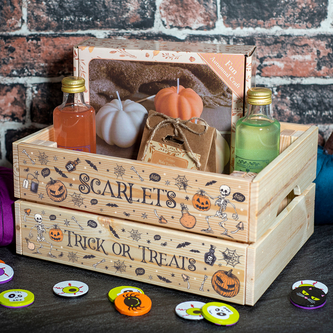 Vintage Halloween Elements Trick or Treat Hamper Gift Crate-Love Lumi Ltd
