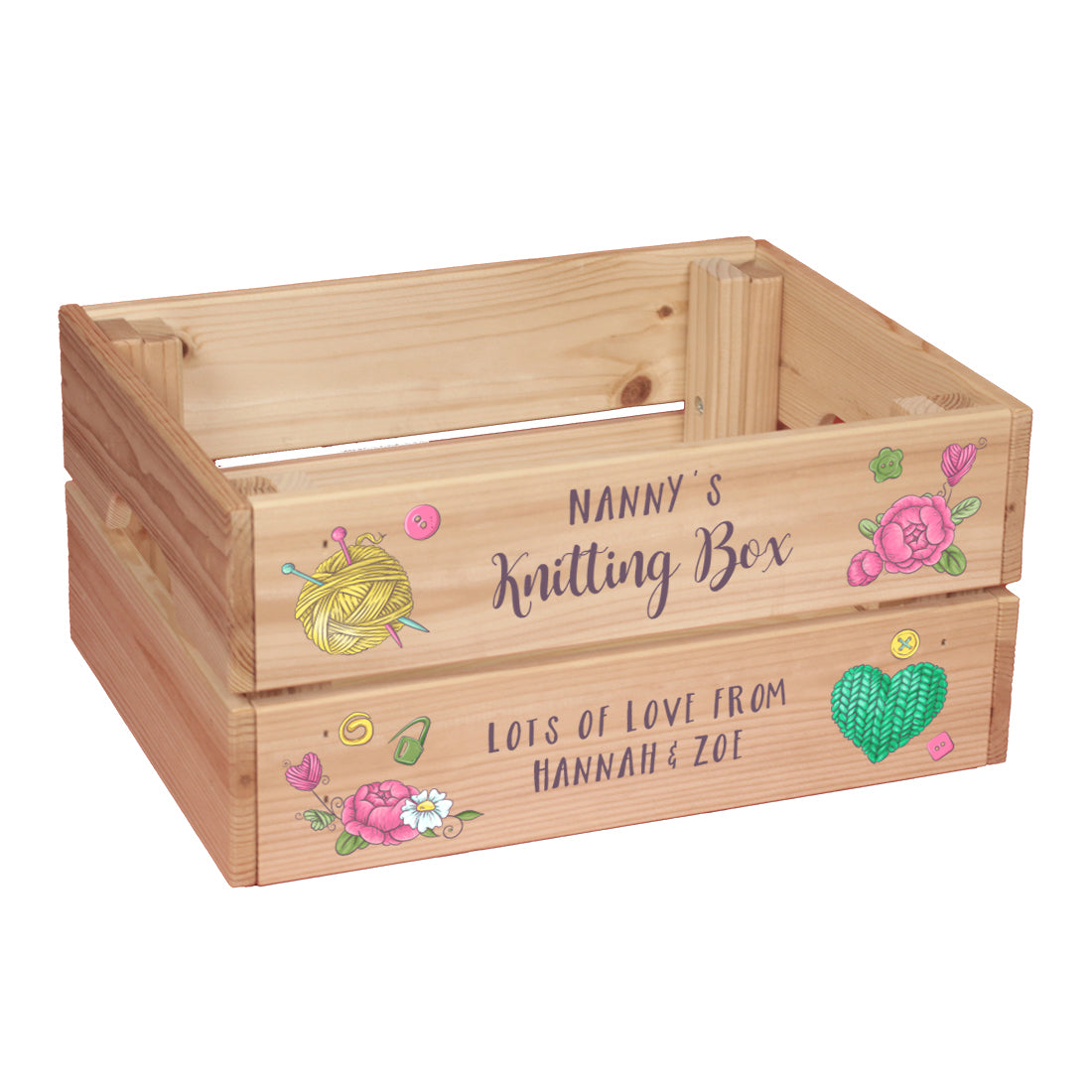 Personalised Knitting Gift Treat Storage Box Crate-Love Lumi Ltd