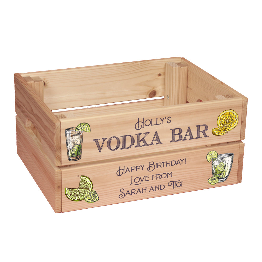 Personalised Vodka Bar Treat Hamper Gift Crate-Love Lumi Ltd