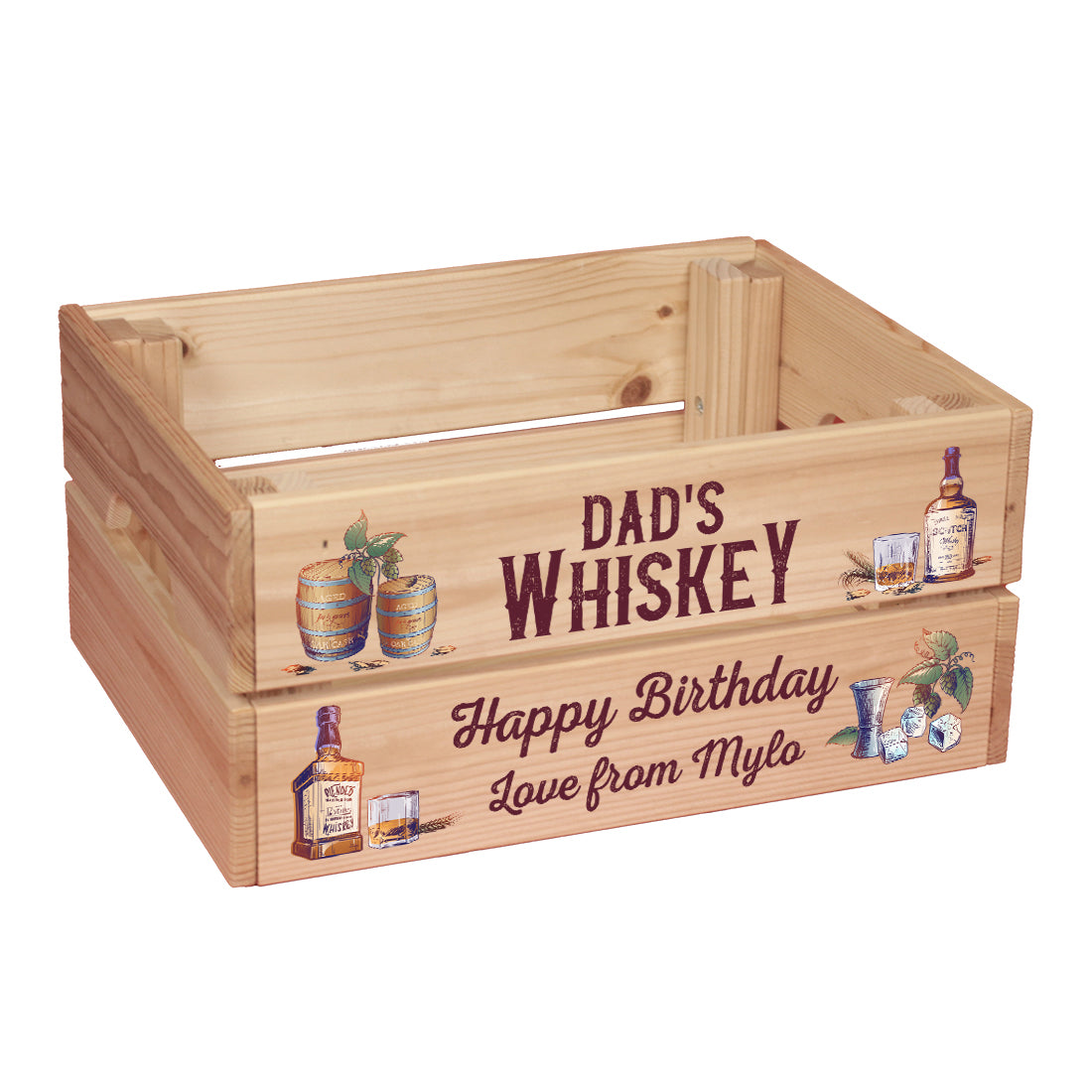 Personalised Whiskey Father's Day Birthday Treat Hamper Gift Crate-Love Lumi Ltd