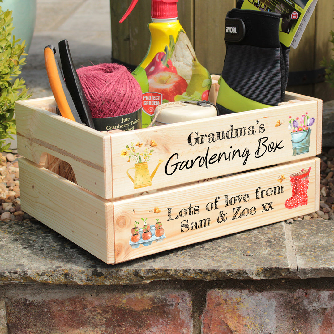 Watercolour Flowers Garden Gift Treat Hamper Crate