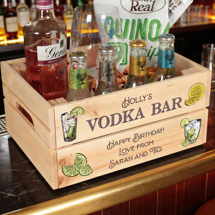 Personalised Vodka Bar Treat Hamper Gift Crate