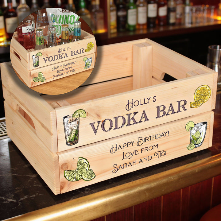Personalised Vodka Bar Treat Hamper Gift Crate