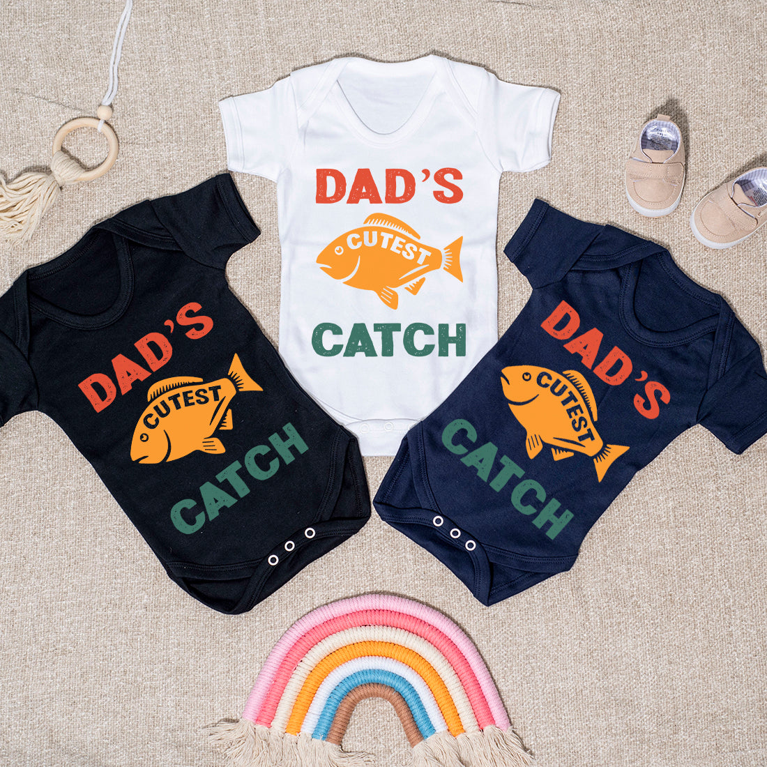 Reel Cool And Cutest Catch Dad And Baby Fishing T-Shirt and Baby Grow Set-Love Lumi Ltd