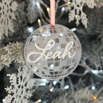 Personalised Disco Mirror Ball Christmas Tree Decoration