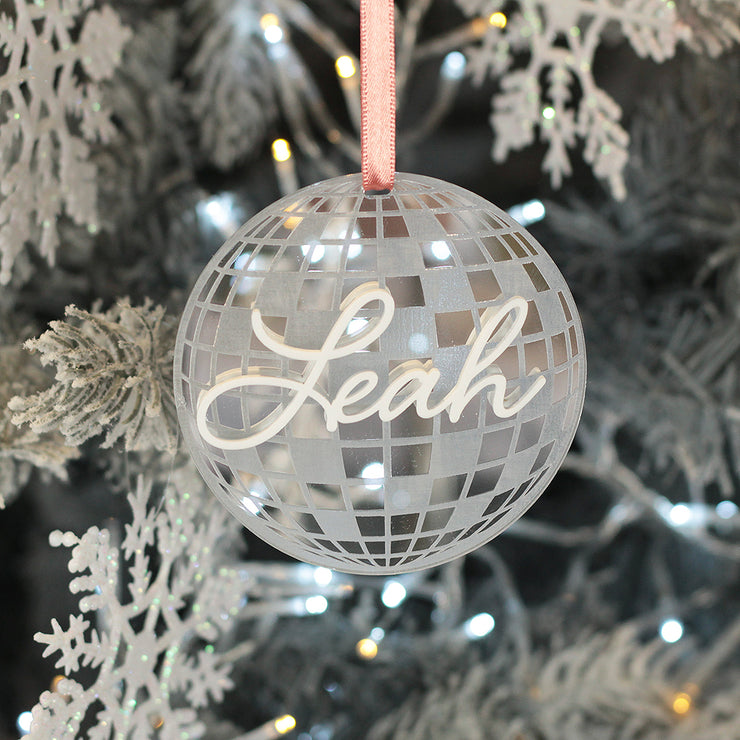 Personalised Disco Mirror Ball Christmas Tree Decoration-Love Lumi Ltd