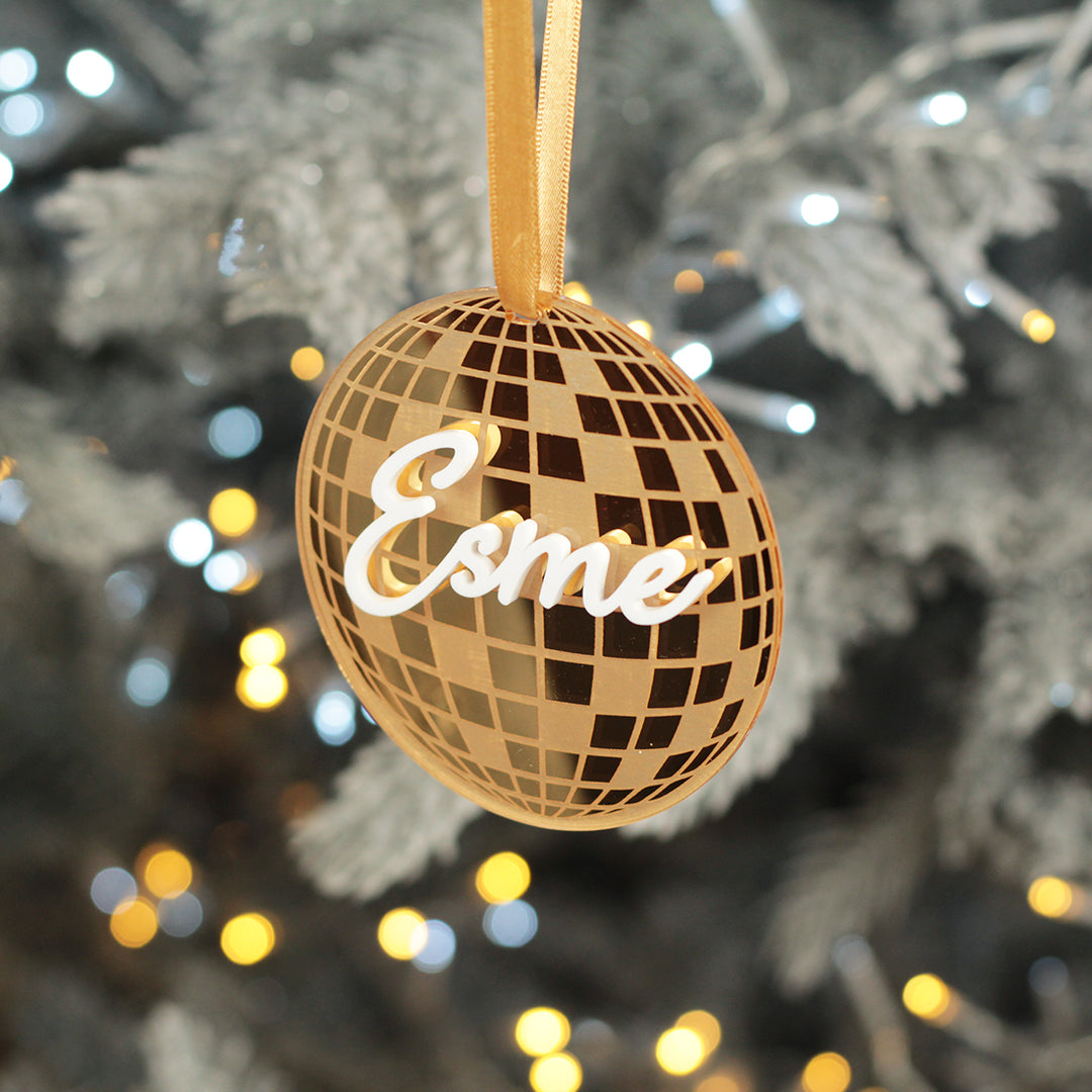 Personalised Disco Mirror Ball Christmas Tree Decoration