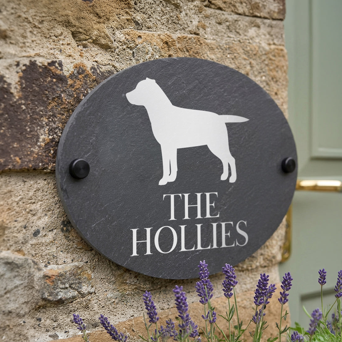 Dog Breed Oval Slate House Number or Name Wall Mounted Sign