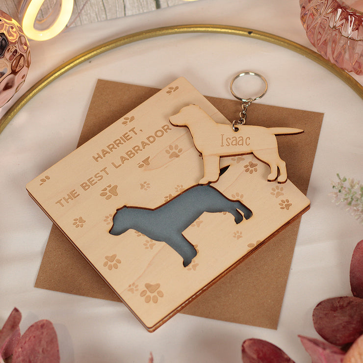 Dog Breed Engraved Wooden Birthday Greetings Card with Keyring Gift-Love Lumi Ltd