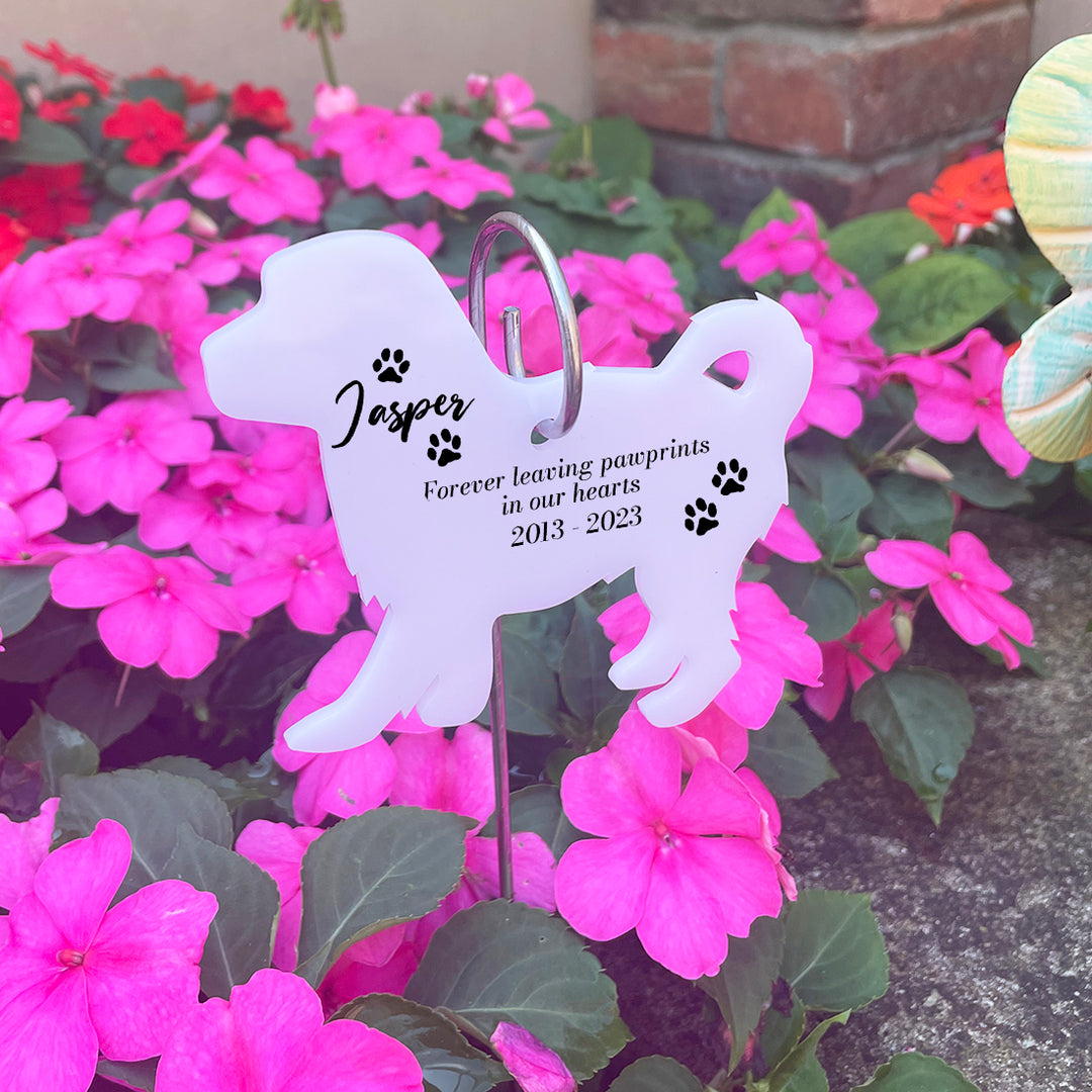Acrylic Dog Breed Silhouette Pet Memorial Garden Tag Wire Holder-Love Lumi Ltd