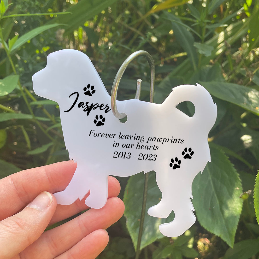 Acrylic Dog Breed Silhouette Pet Memorial Garden Tag Wire Holder-Love Lumi Ltd