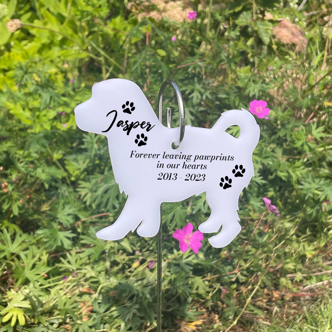 Acrylic Dog Breed Silhouette Pet Memorial Garden Tag Wire Holder-Love Lumi Ltd