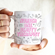 Personalised Number One Beauty Therapist Beautician Doodles Ceramic Mug