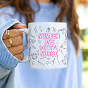 Personalised Number One Dental Nurse Doodles Ceramic Mug