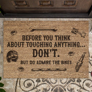 Motorbike Look but Don't Touch Garage Shed Door Mat
