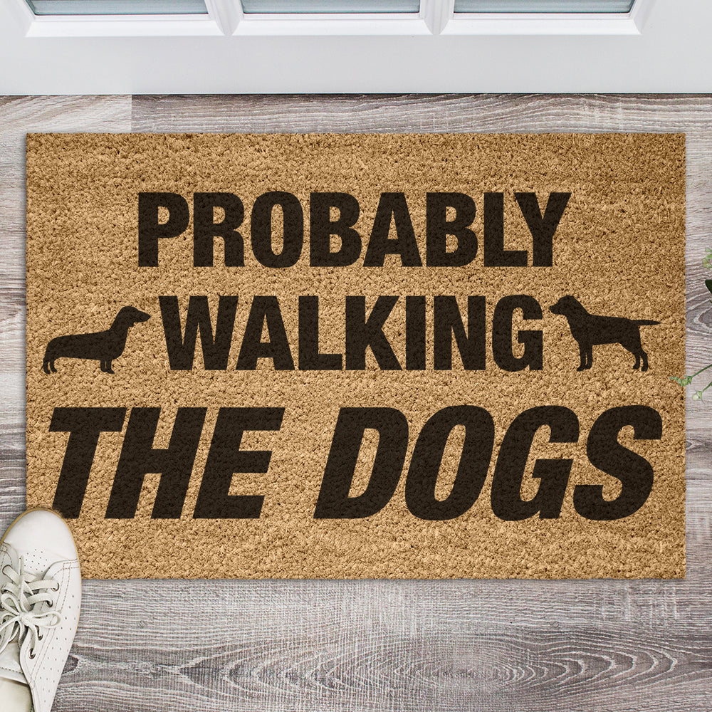 Probably... Walking the Dog Dogs Custom Indoor Door Mat-Love Lumi Ltd