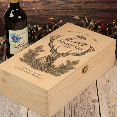 Christmas Stag Double Wine Bottle Gift Box-Love Lumi Ltd
