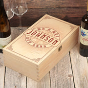 Art Deco Wedding Anniversary Gift Double Wooden Wine Bottle Box