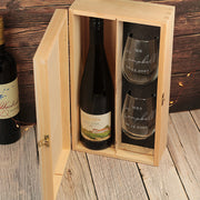 Personalised Eucalyptus Wedding Gift Set Bottle Box with two Glasses