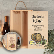 Personalised White or Red Double Wine Bottle Gift Box