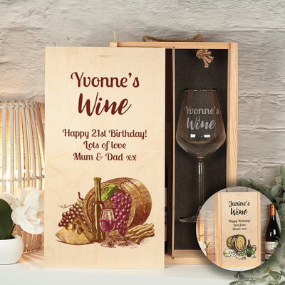 White Or Red Double Wine Bottle Box and Glass Gift Set-Love Lumi Ltd