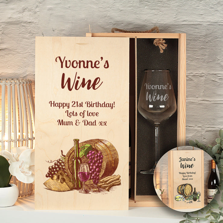 White Or Red Double Wine Bottle Box and Glass Gift Set