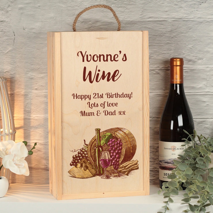 White Or Red Double Wine Bottle Box and Glass Gift Set