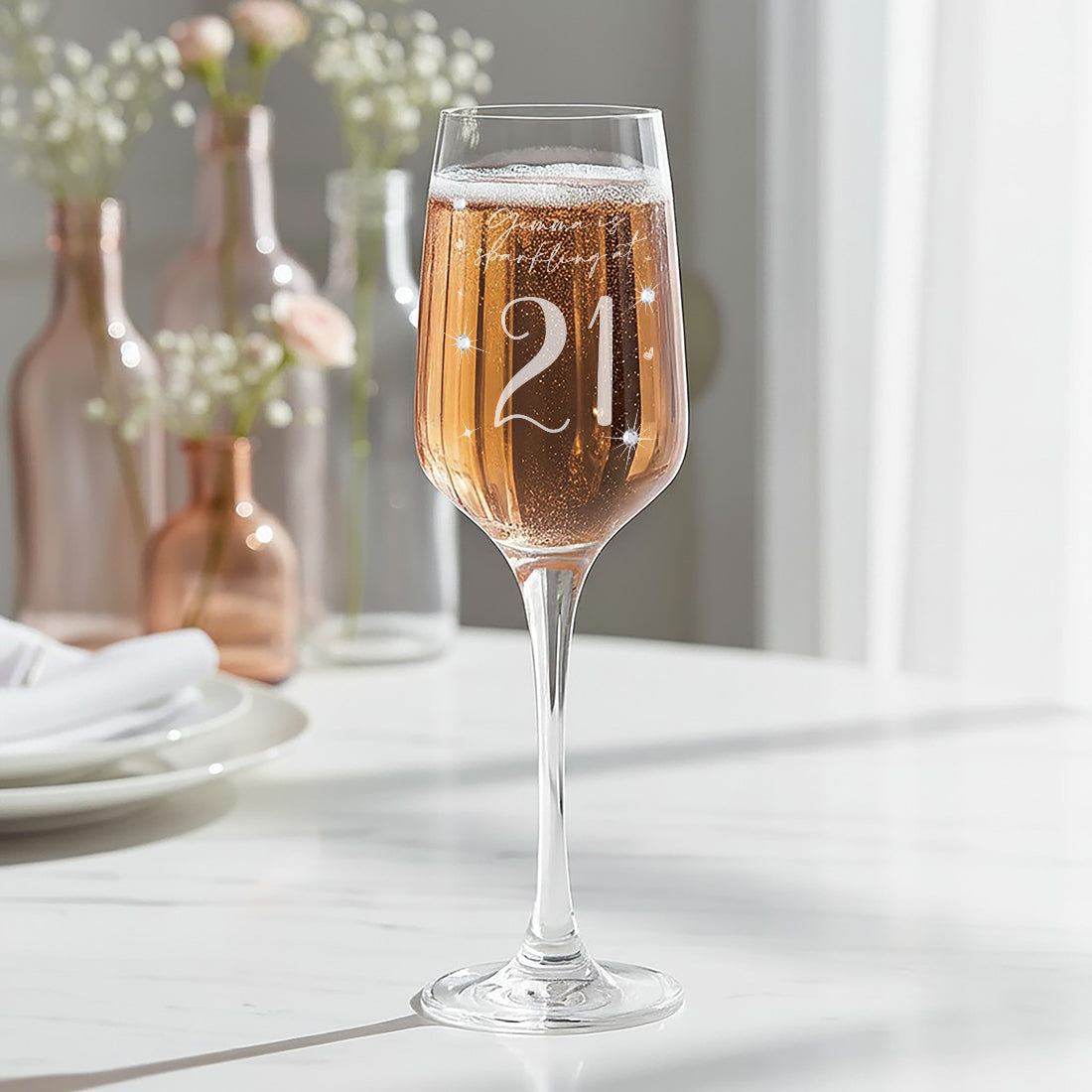 21st Birthday Diamante Embellished Champagne Flute