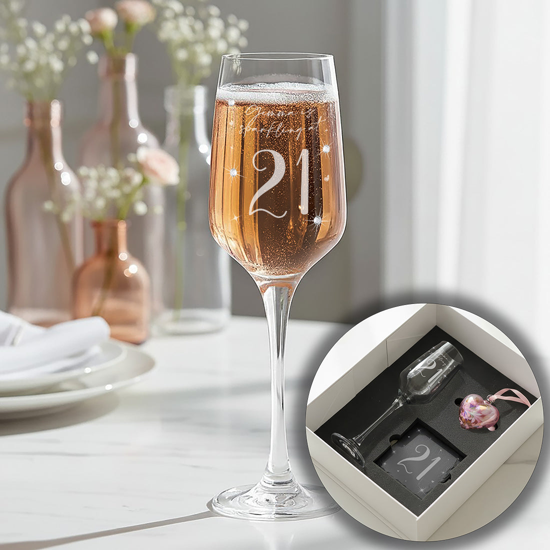 21st Birthday Diamante Embellished Champagne Flute