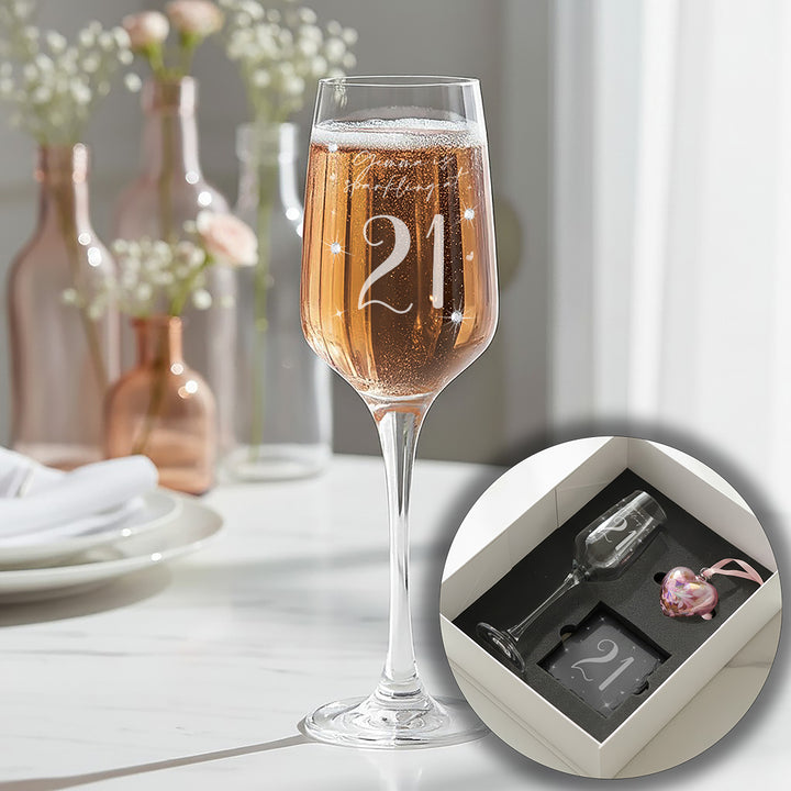 21st Birthday Diamante Embellished Champagne Flute