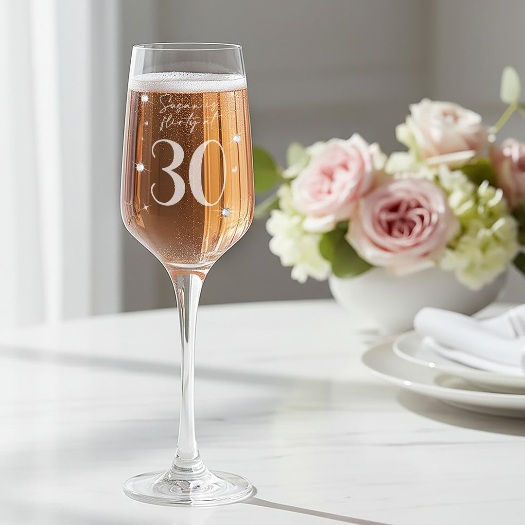 30th Birthday Diamante Embellished Champagne Flute
