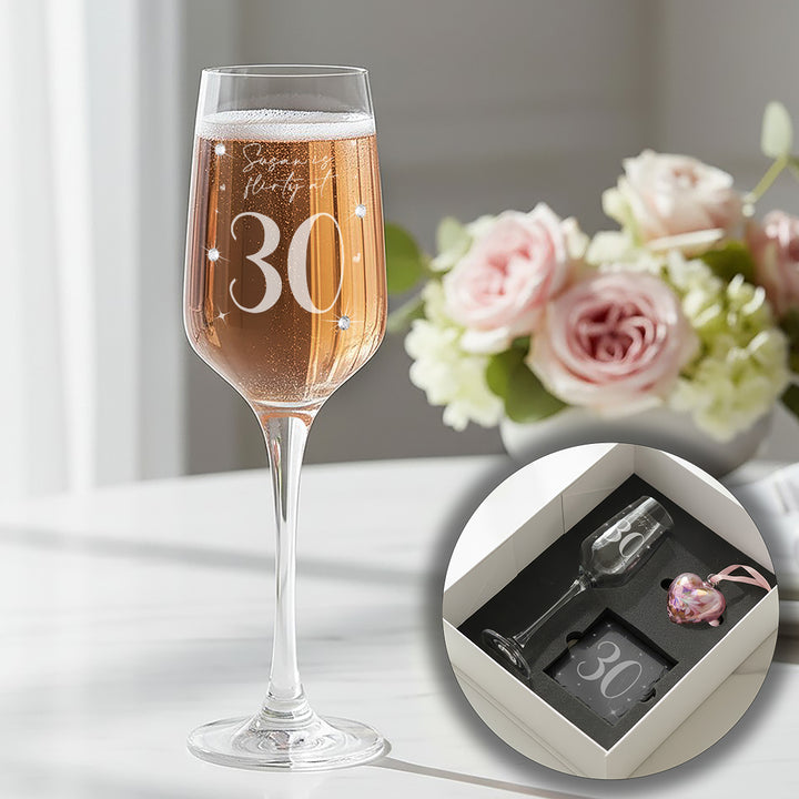 30th Birthday Diamante Embellished Champagne Flute