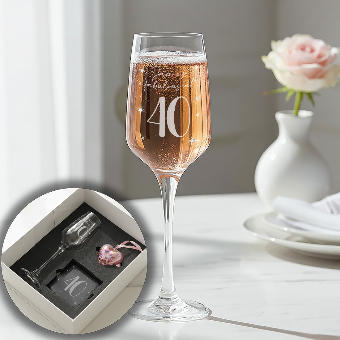 40th Birthday Diamante Embellished Champagne Flute