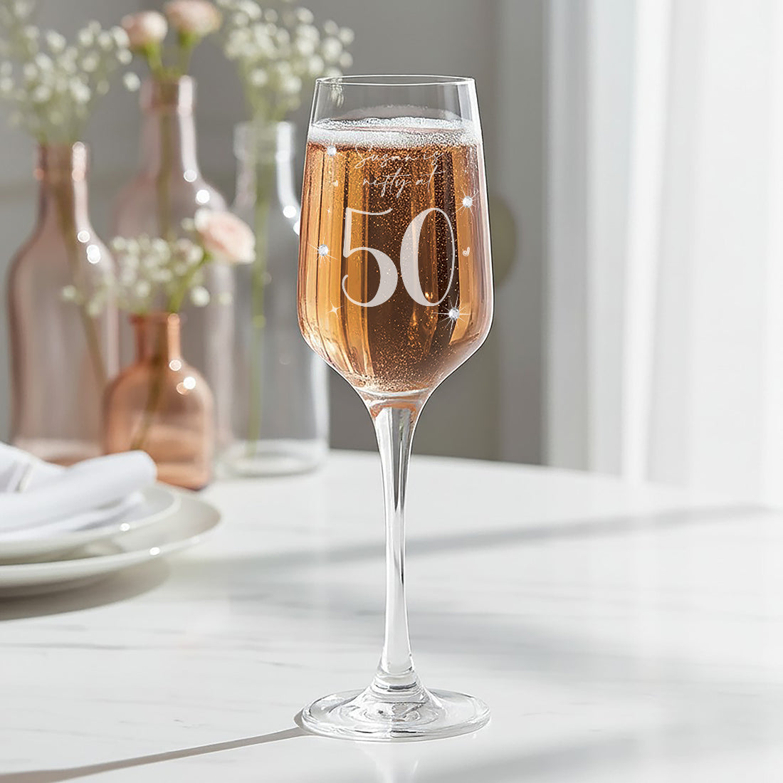 50th Birthday Diamante Embellished Champagne Flute