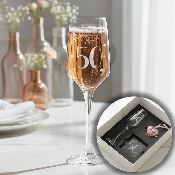 50th Birthday Diamante Embellished Champagne Flute