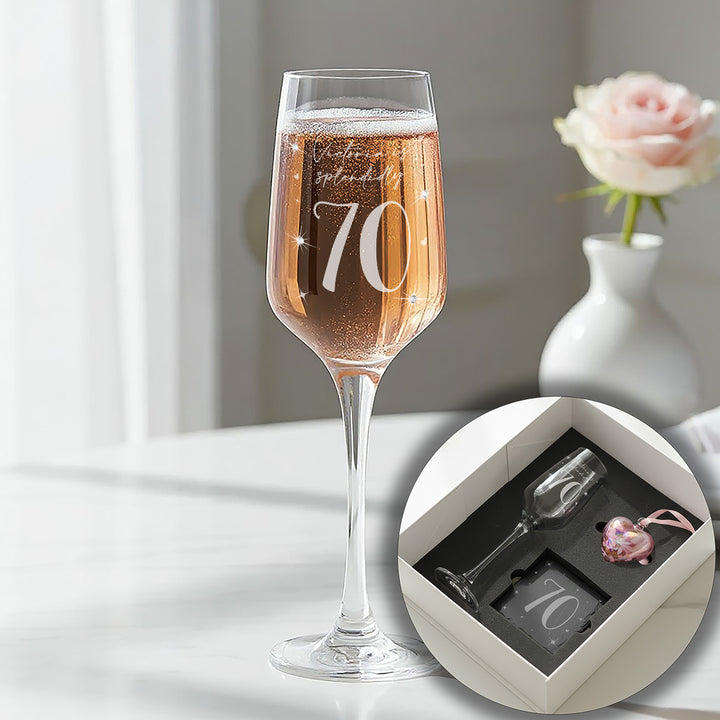 70th Birthday Diamante Embellished Champagne Flute