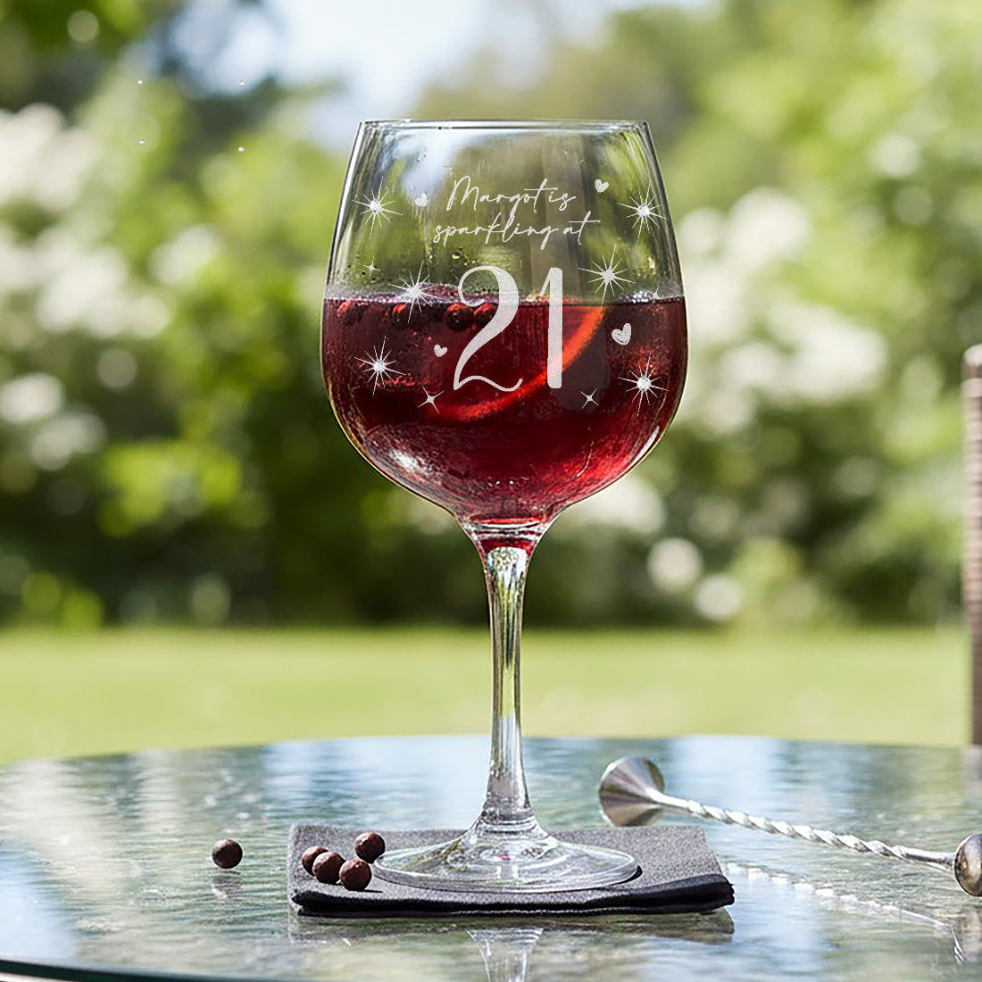21st Birthday Diamante Crystal Embellished Gin Glass